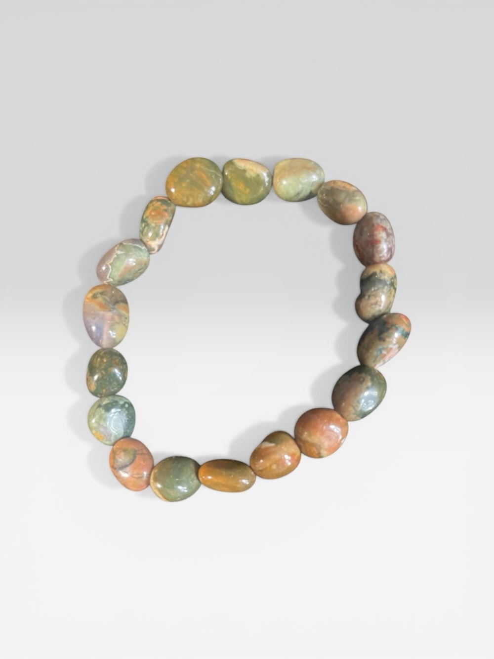 Healing ❤️‍🩹 Natural Jasper Beaded Stretch Bracelet - Green & Brown